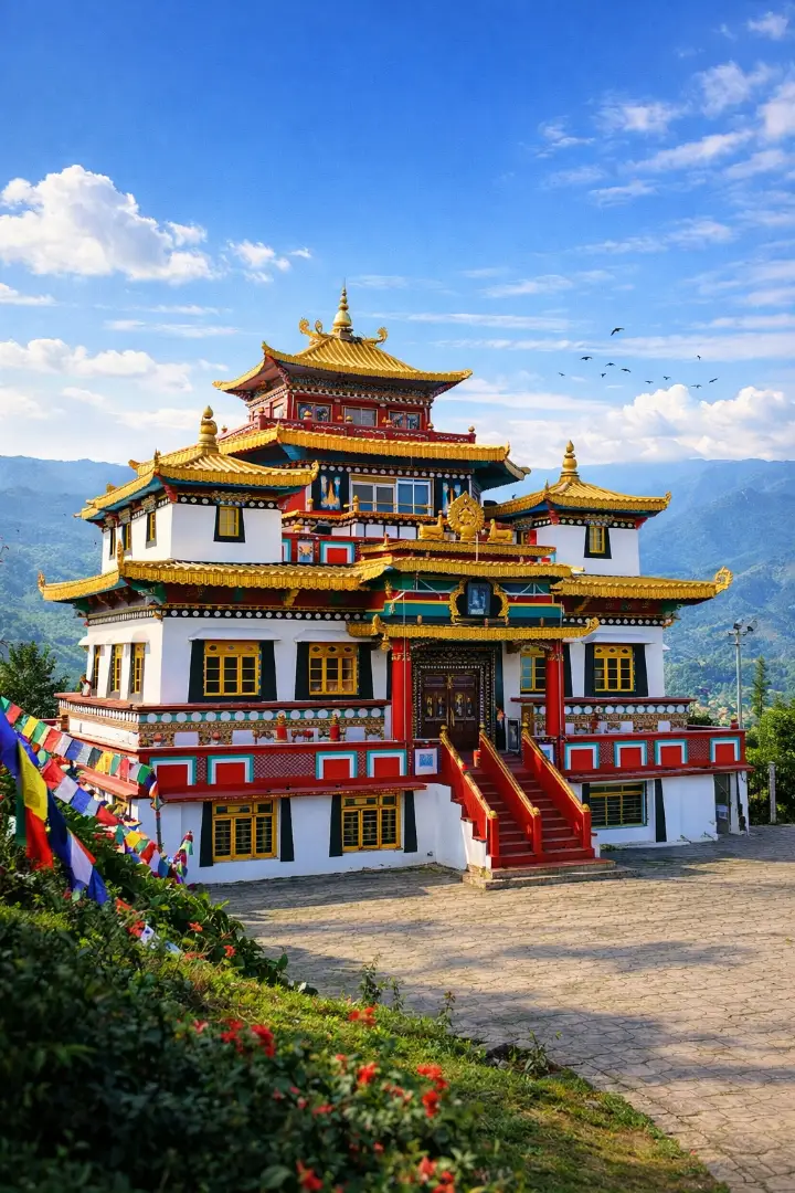 Durpin Dara ridge and monastery view, Kalimpong