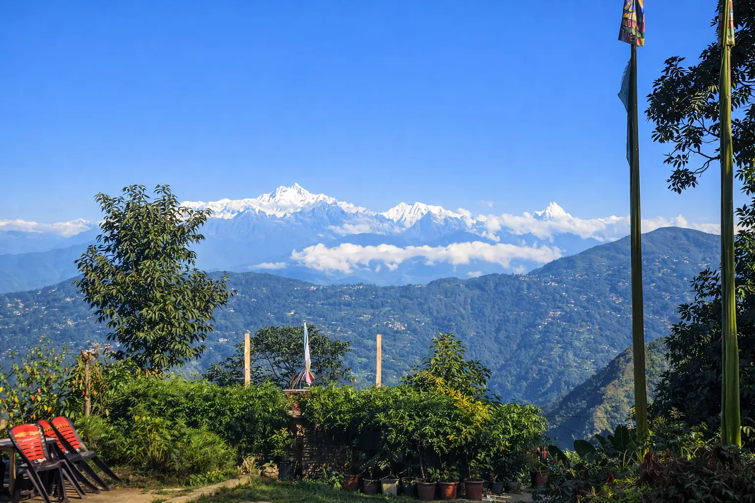 Wide Kangchenjunga peak view from Rigsel Homestay, Kaffer Gaon, Kalimpong