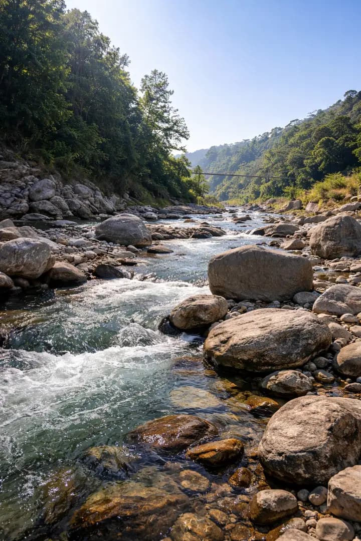 Relli Falls flowing through the Relli Valley, Kalimpong