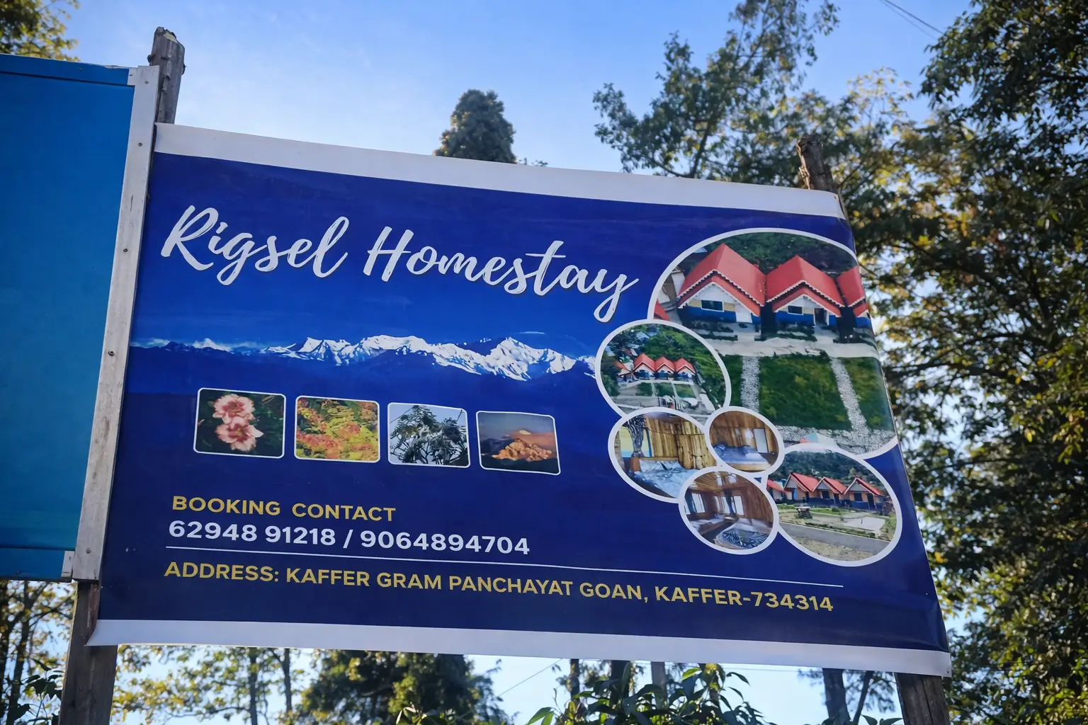 Entrance signage of Rigsel Homestay at Kaffer Gaon, Kalimpong