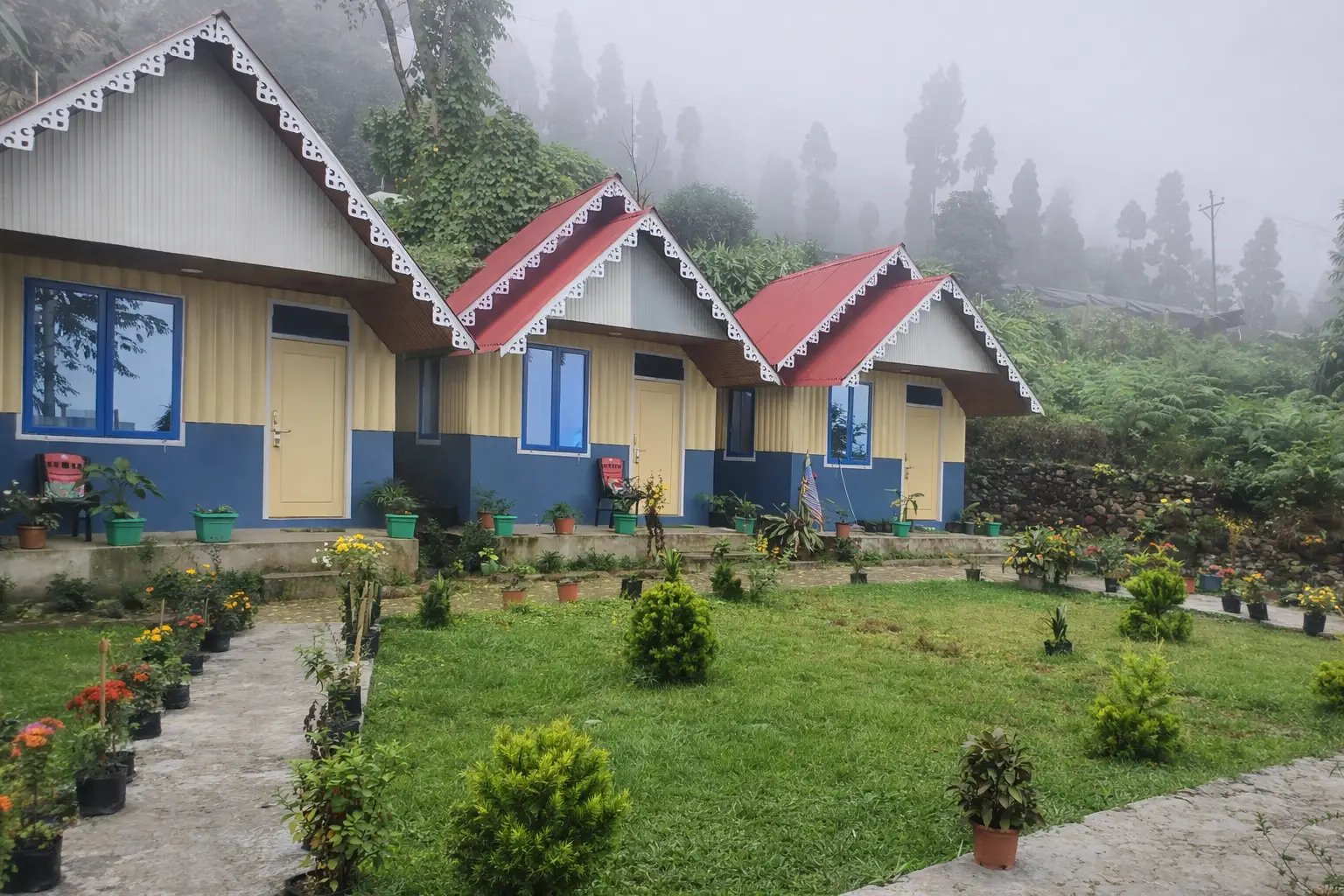 Misty foggy valley view from Rigsel Homestay, Kalimpong hills