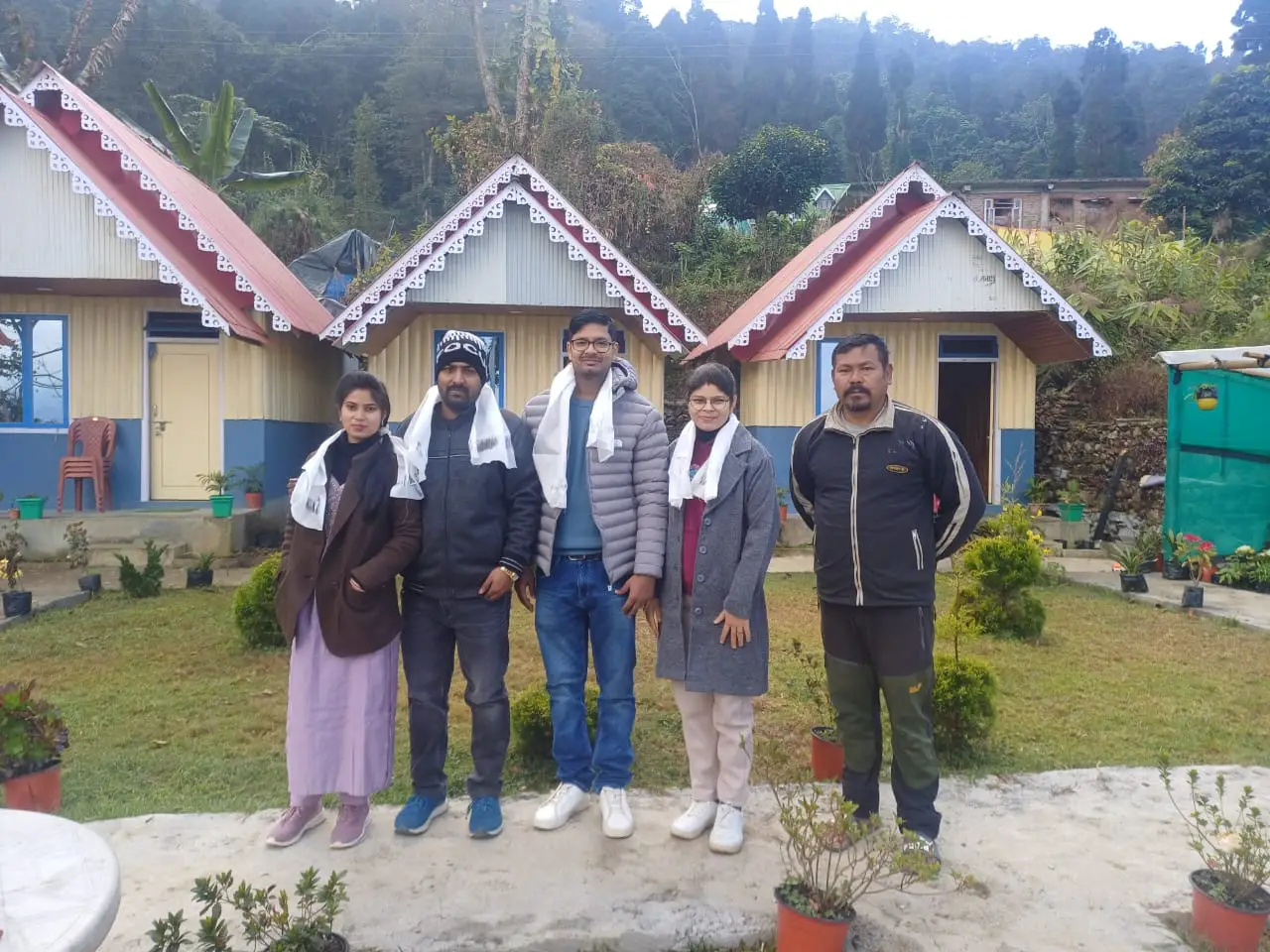 Happy guests enjoying their stay at Rigsel Homestay, Kaffer Gaon